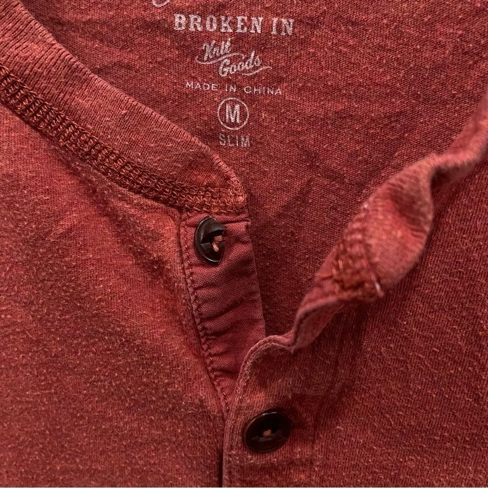 J. Crew Slim Broken-In Short Sleeve Henley Cotton Medium Red